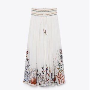 Zara Embroidered Maxi Skirt NWT
